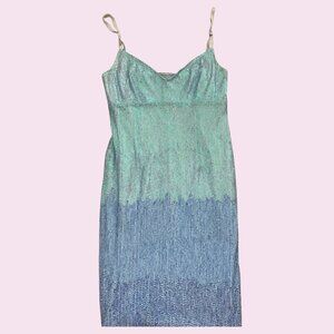 Karen Millen Light/Sky Blue Ombre Gradient Sequin Dress